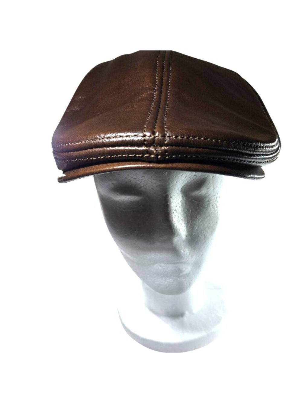 Brown Leather Newsboy Hat XL Classic Ivy Flat Cap Style Men